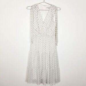 Julia Jordan Women Polka Dot Midi Dress Size 2 White Sleeveless Chiffon Tired
